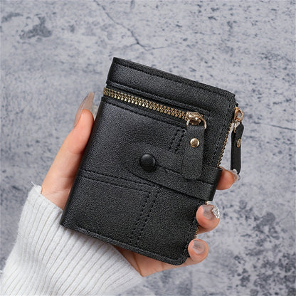 New Women'S Short Two-Fold Coin Purse for Storing Bank Cards, Credit Cards, And Multiple Card Slots with a Zipper Wallet.