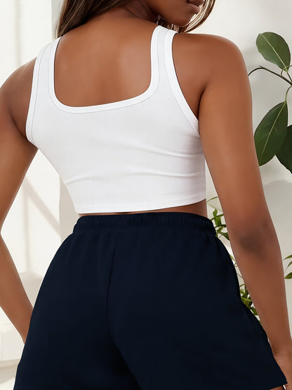 Buttery-Soft Sleeveless Crop Tank & Drawstring Shorts Set
