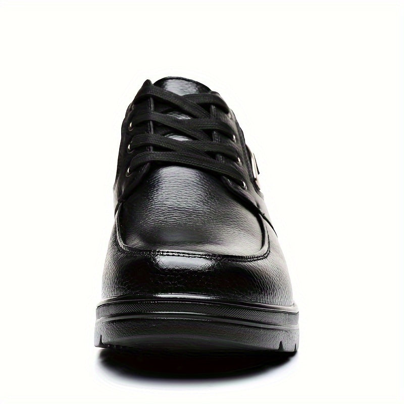 Men's Genuine Leather Winter Snow Boots - Short Ankle Boots with Rubber Sole, Lace-Up Cold-Weather Footwear for Ice & Snow, Heavy-Duty Traction (Wide Fit Available) - Ideal for Skiing, & Outdoor Activities (No