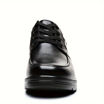 Men's Genuine Leather Winter Snow Boots - Short Ankle Boots with Rubber Sole, Lace-Up Cold-Weather Footwear for Ice & Snow, Heavy-Duty Traction (Wide Fit Available) - Ideal for Skiing, & Outdoor Activities (No