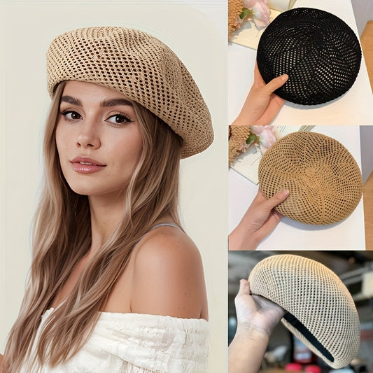 Women's Breathable Acrylic Dome Beret - Soft Octagonal Beanie - ayq