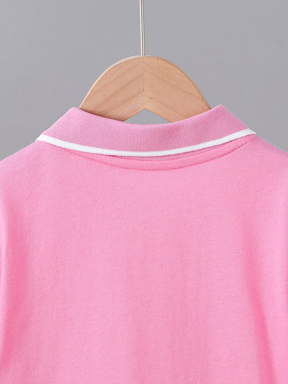 Kids' Summer Cotton Polo Shirt with Geometric Print