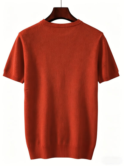 Men's Casual Knit Short Sleeve Crew Neck Sweater