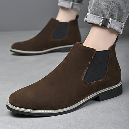 Men's Business Chelsea Boots Pointed Toe Slip-On Ankle Shoes
