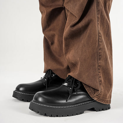 Men's Classic Oxford Lace-Up Shoes with Thick Sole, All-Season