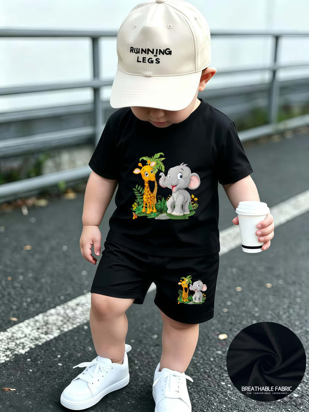 Summer Quick-Dry Shorts & Tee Set for Baby Boys, Jungle Print - ayq