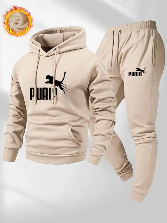 Men's Fall/Winter Casual Hoodie and Sweatpants Set - ayq