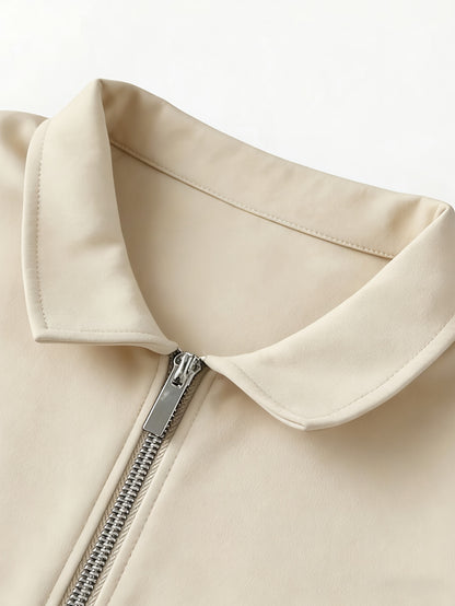 Men's Slim-Fit Zip Shirt with Short Sleeves, Featuring a Minimalist and Trendy Style. Designed with a Half-zip Collar, It Is Made of Soft, Skin-friendly Stretch Fabric That Is Breathable and Sweat-wicking. The Form-fitting De - ayq