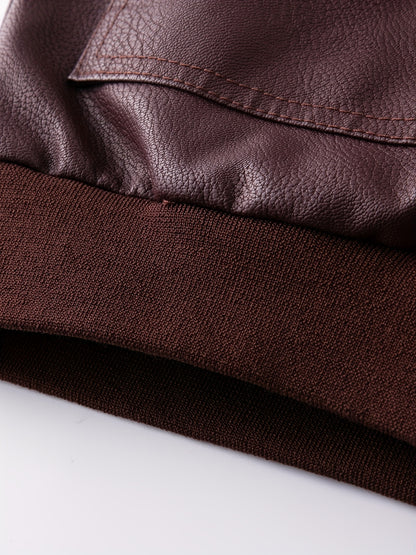 Men's Heavy-Duty Jacket - Thick Collar & Zippered Pockets, Brown/, Motorcycle-Ready Workwear Coat for Construction, Commuting - Non-Stretch Exterior & Polyester Lining - Autumn/Winter Outerwear, Casual Workwear, Embroidered D