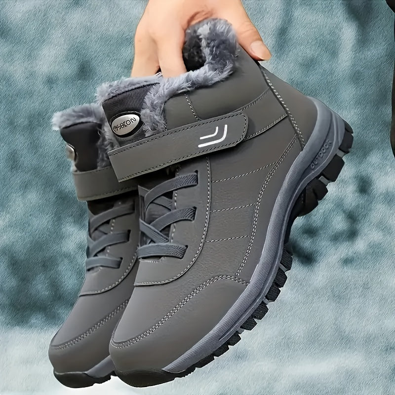 Men's -like Outdoor Winter Boots - Heavy-Duty TPR Sole & Slip-Resistant Arch - All-Terrain Traction (Snow, Ice, Mud, Grass) - PU Boot with Lace-Up & Pull Tab Closure - Short Ankle-High Boot for Men - Ideal for Hiking, Hunting