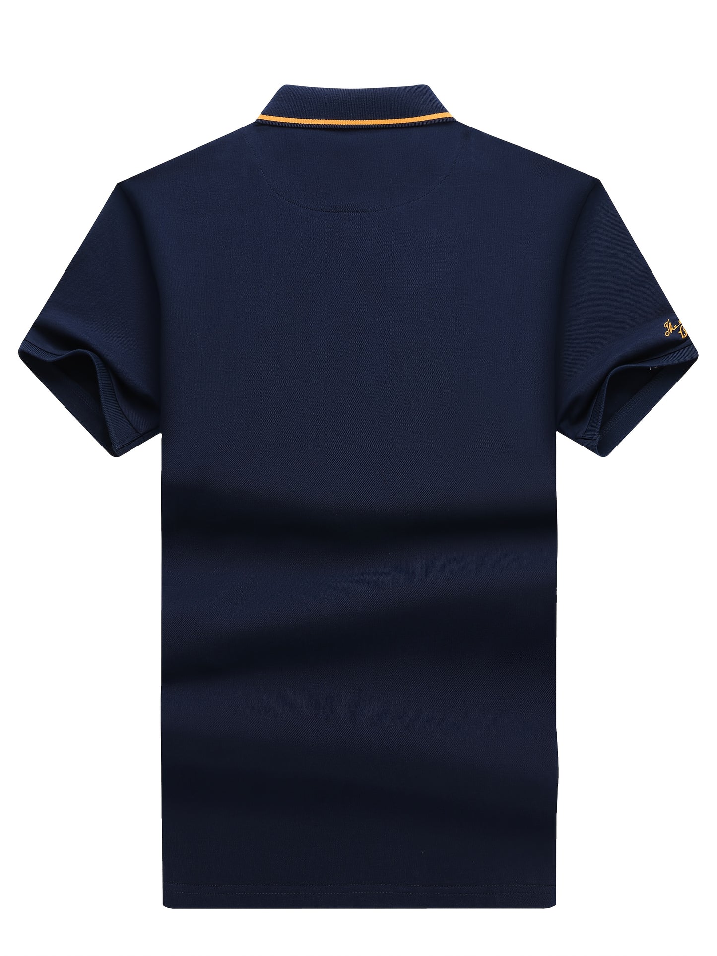 Men's Turn- Collar 95% Cotton 5 Spandex Embroidered T-Sshirt Short Sleeve Comfortable Breathability - ayq