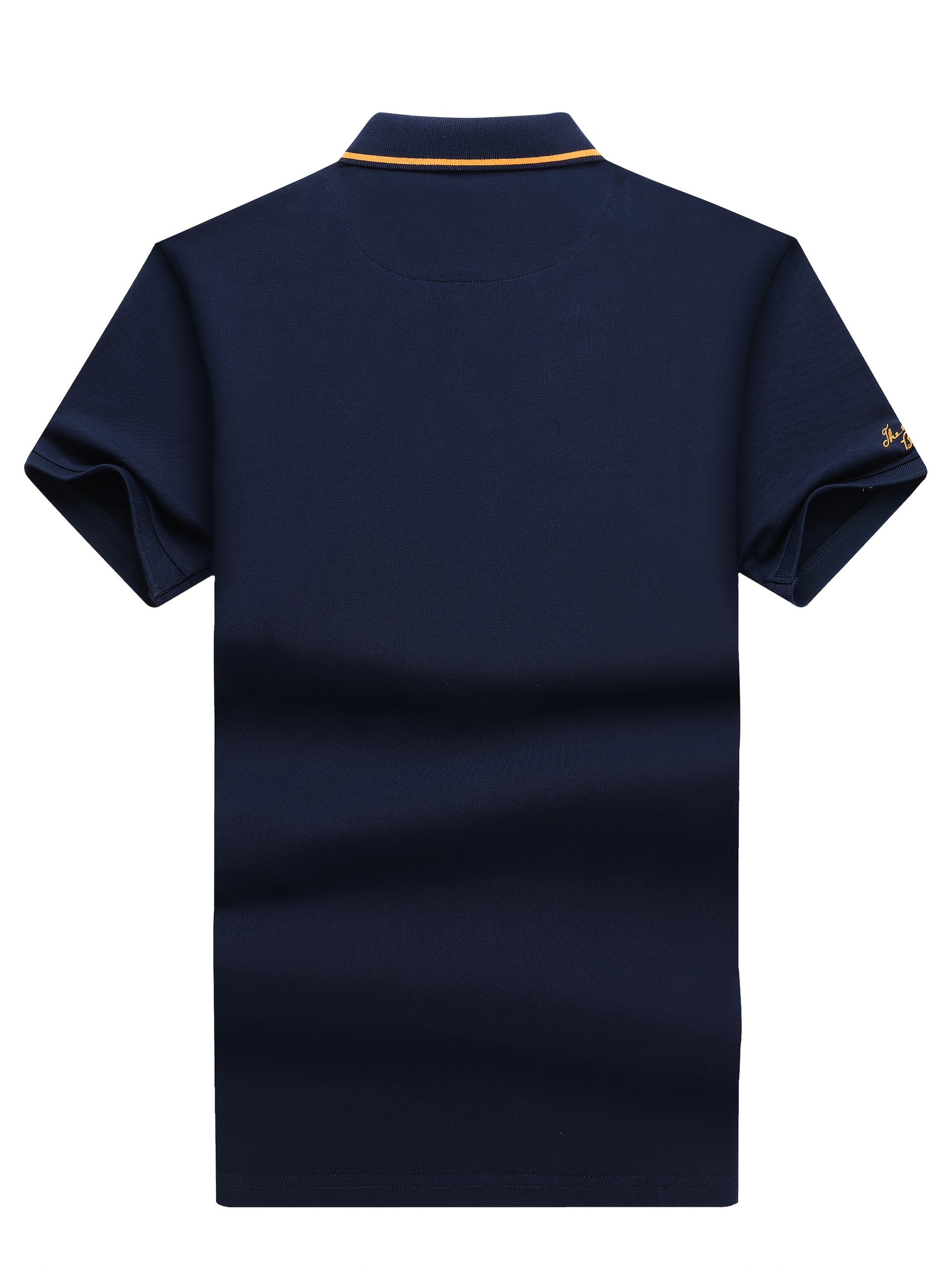 Men's Turn- Collar 95% Cotton 5 Spandex Embroidered T-Sshirt Short Sleeve Comfortable Breathability - ayq