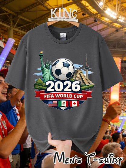 Men's 2026 World Cup Casual Landmark Print Polyester T-Shirt