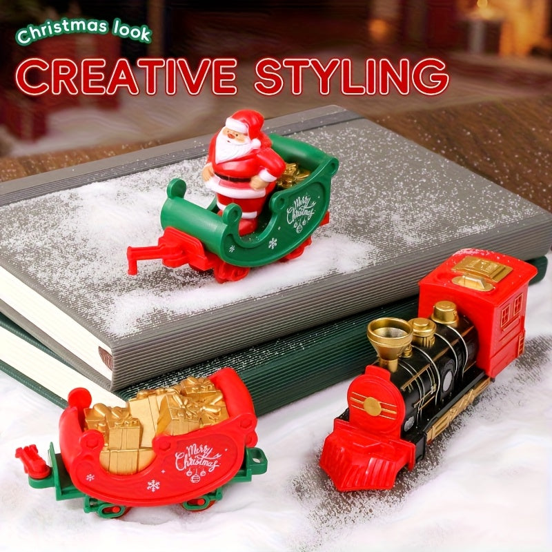 Electric Christmas Train Set | Hanging Christmas Tree Decoration, Indoor & Outdoor Use, Battery Powered, Weather Resistant, Suitable for Children, Red, Green - QWK Brand