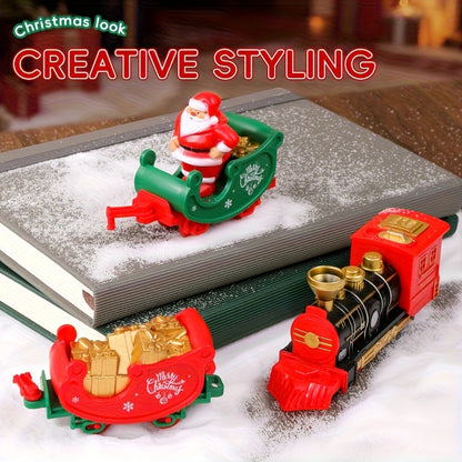 Electric Christmas Train Set | Hanging Christmas Tree Decoration, Indoor & Outdoor Use, Battery Powered, Weather Resistant, Suitable for Children, Red, Green - QWK Brand