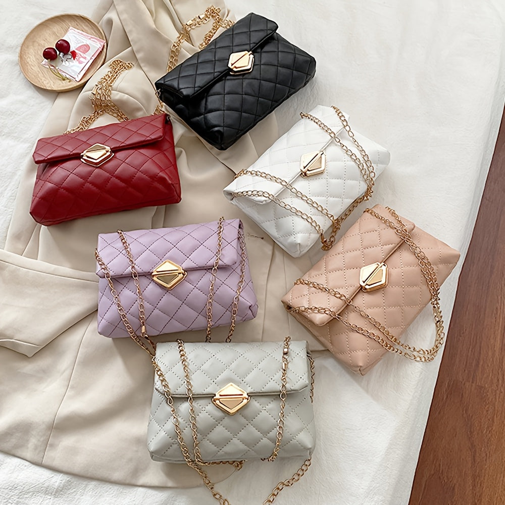 Versatile Rhombus Crossbody Women's Bag Fashion Vintage Chain Shoulder Bag Handbag