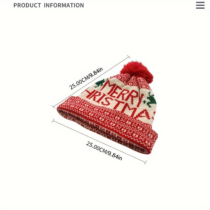 Women'S Christmas Hat - Thick Winter Beanie with Merry Christmas Text, Stretchy Elastic Band for Cold Weather, Red & Green Holiday Colors - Cozy Party, Office, Everyday Winter Cap - Festive Holiday Headwear Gift for Women, Se