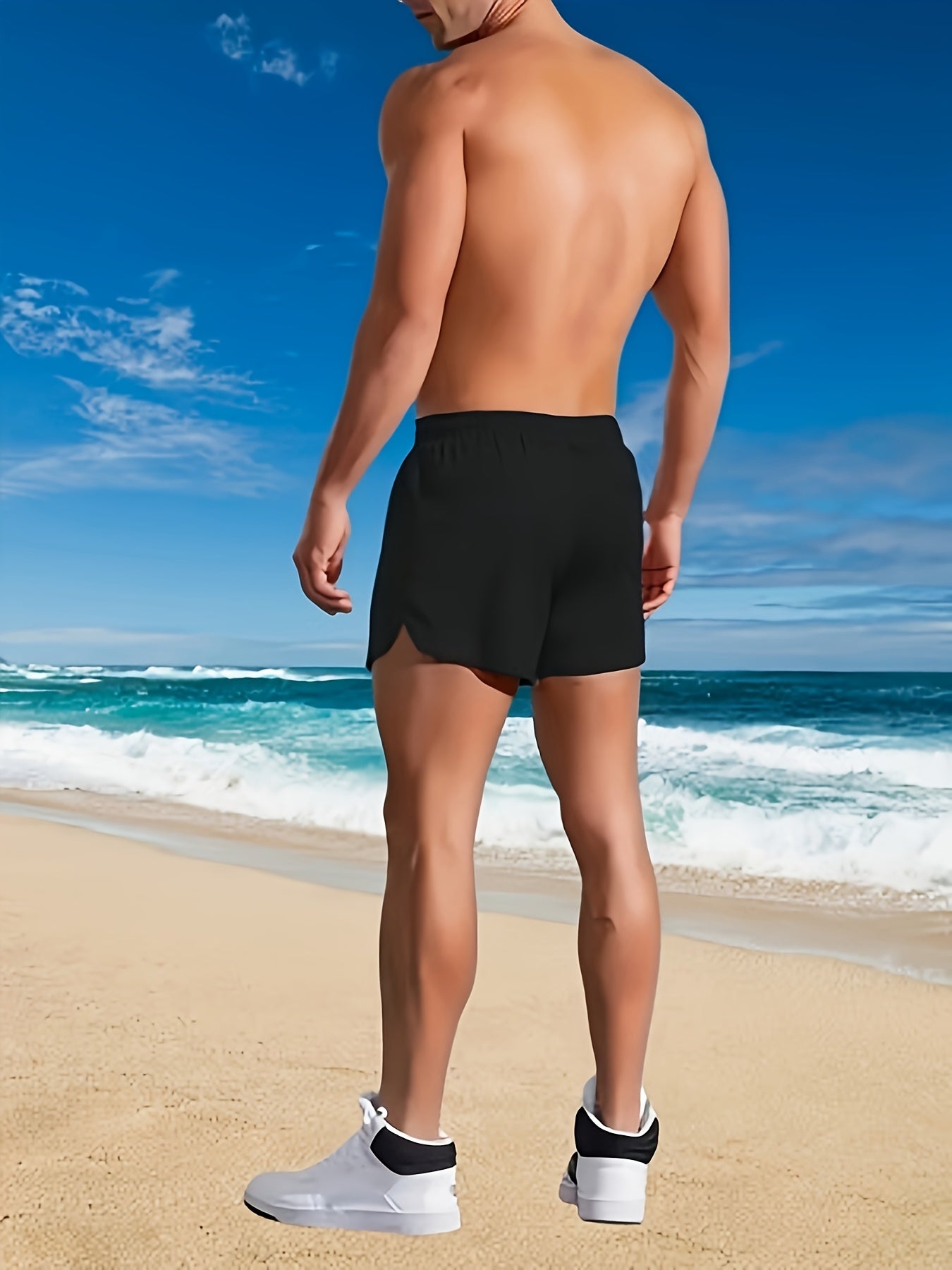 Men's Quick-Dry Geometric Beach Swim Trunks for Summer