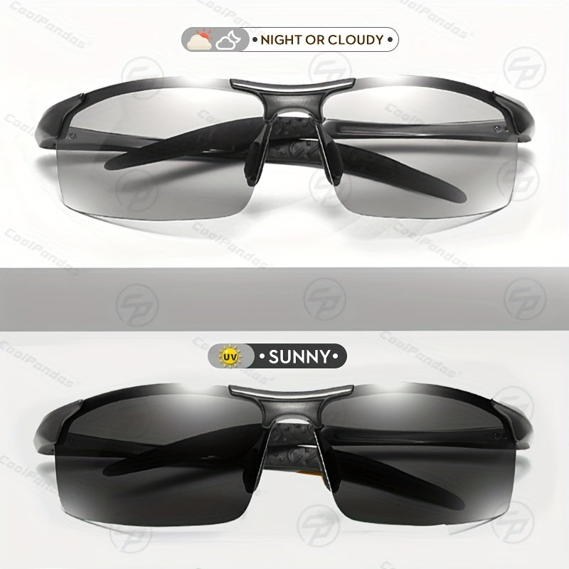 Men's Rimless Photochromic Polarized Magnesium Sunglasses