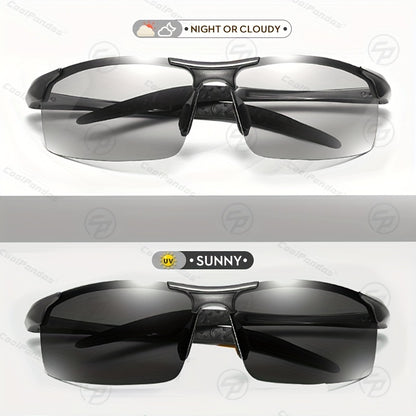 Men's Rimless Photochromic Polarized Magnesium Sunglasses