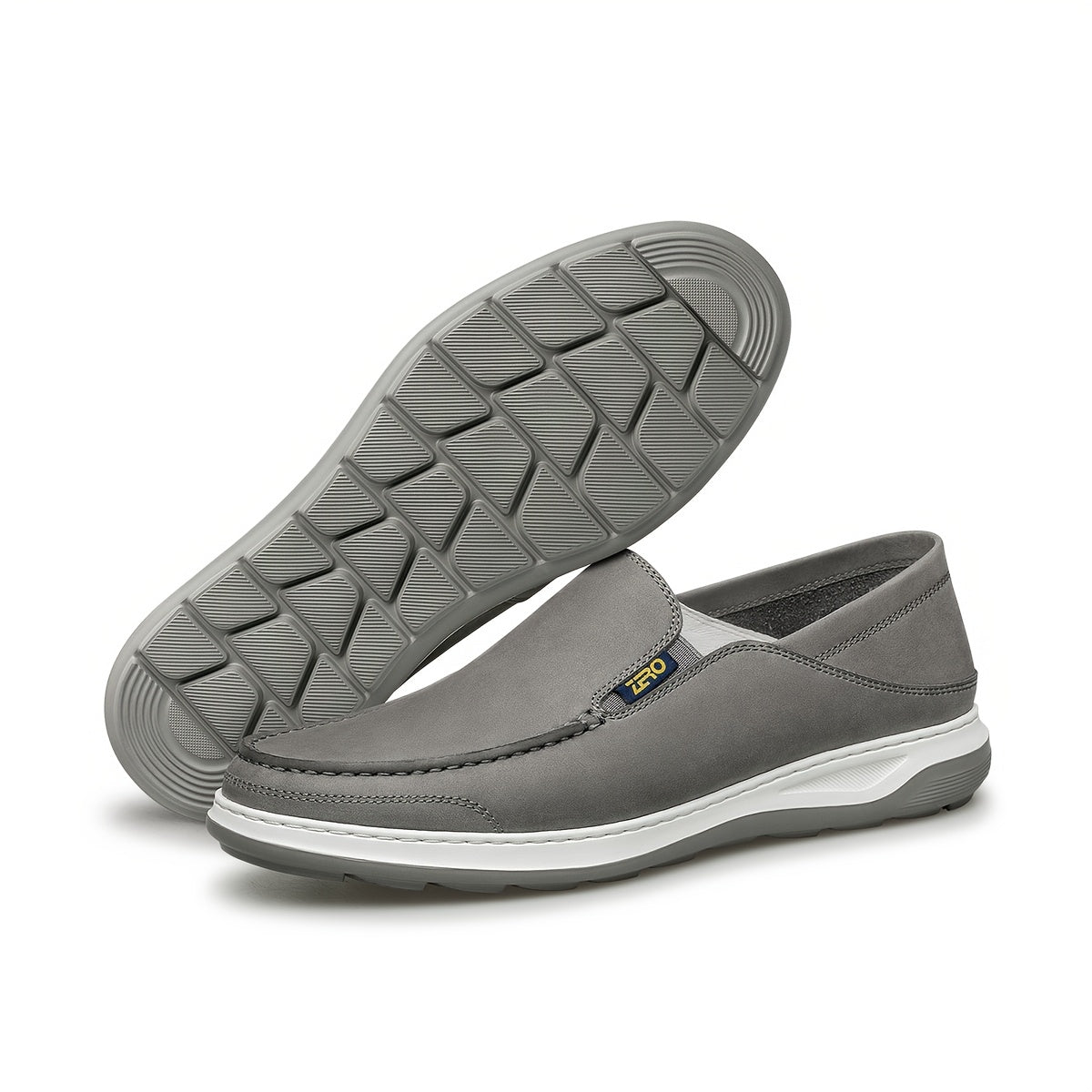 Men's Lightweight Leather Casual Loafers with Soft Heel Counter