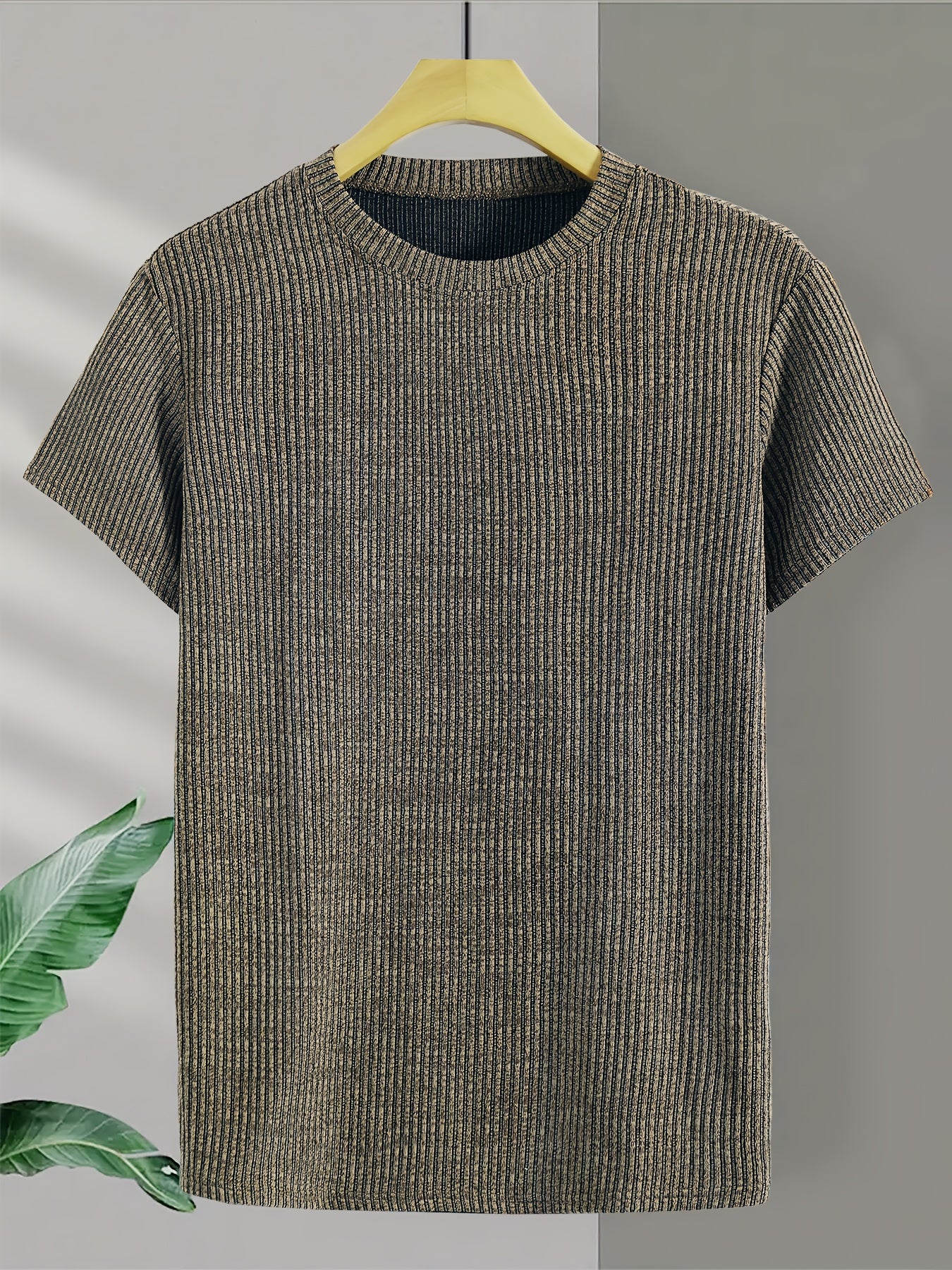 Men'S Short-Sleeve Round-Neck Knitted Jacquard T-Shirt, Stylish And Comfortable for All Seasons, High-Quality Top - ayq