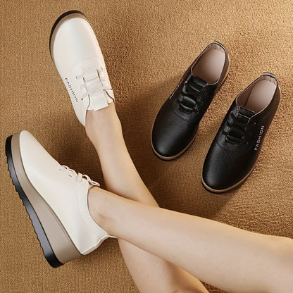 Women's Slip-On Platform Loafers - Synthetic Cover Upper  Rubber Sole, Black  Brown Contrast Casual Shoes with Cushioned Comfort, Low Heel for Autumn Casual Attire, Modern Flap Closure, Durable Traction Footwear