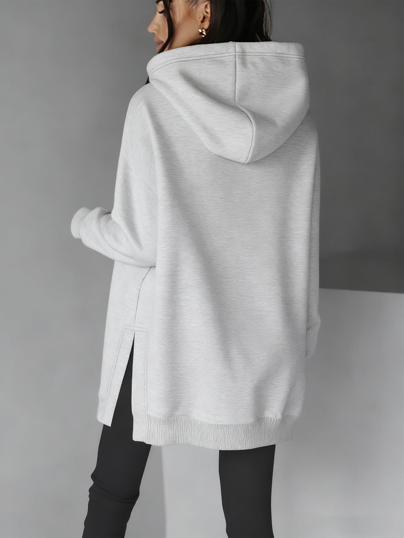 Women’s Casual Hooded Hoodie with Side Slits for Fall & Winter