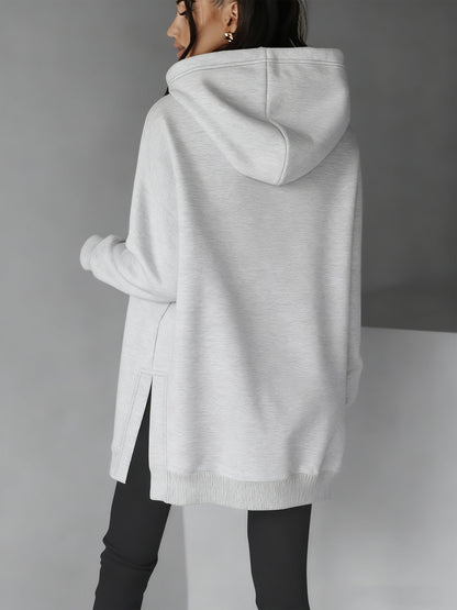 Women’s Casual Hooded Hoodie with Side Slits for Fall & Winter