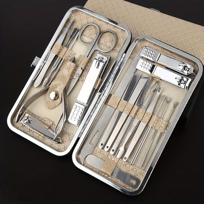 Golden 19-Piece Manicure & Pedicure Tool Set with Storage Box