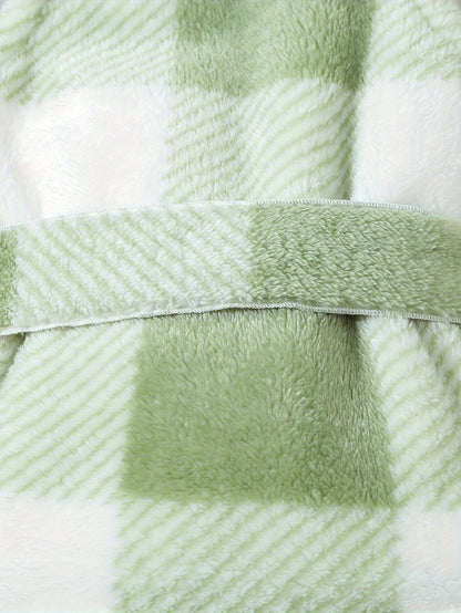 3pcs Plush Set Girl's Plaid Teddy Vest + Long-Sleeve Top + Teddy Pants, Casual outdoor Style Girls Winter/ Fall Clothes, Gift