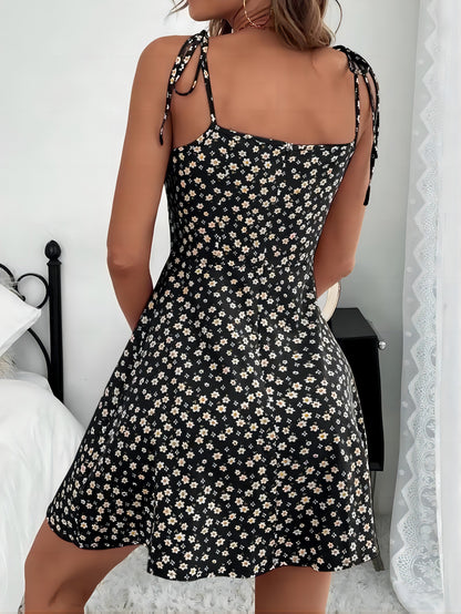 Women's Floral Print Cami Dress with Ruched Detail for Summer