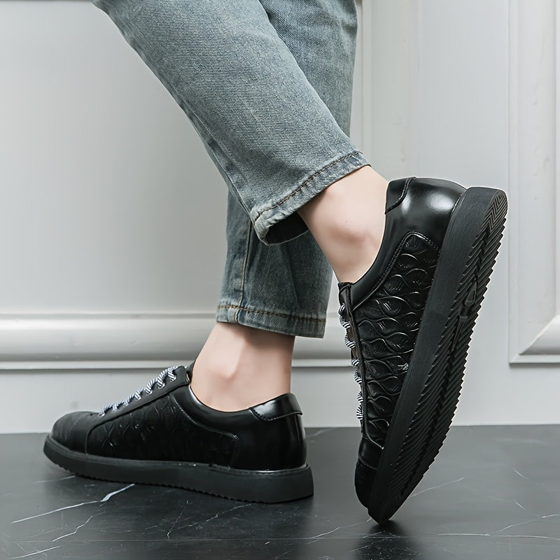 Men's Glossy Embossed PU Sneakers for Casual & Work