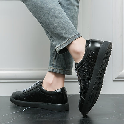 Men's Glossy Embossed PU Sneakers for Casual & Work