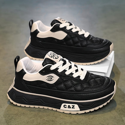 Men's Casual Lace-Up Athletic Shoes with Thick Non-Slip Sole