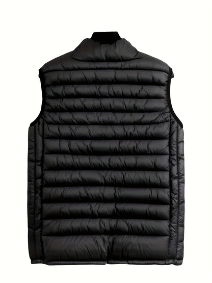 Fall/Winter Men'S Lightweight Jacket/Collar Vest- Fiber Vest, Side Pocket Jacket, Men'S Coat, Active Lifestyle Vest, Spring College Wear, Autumn Winter Spring Coat, Mature Look