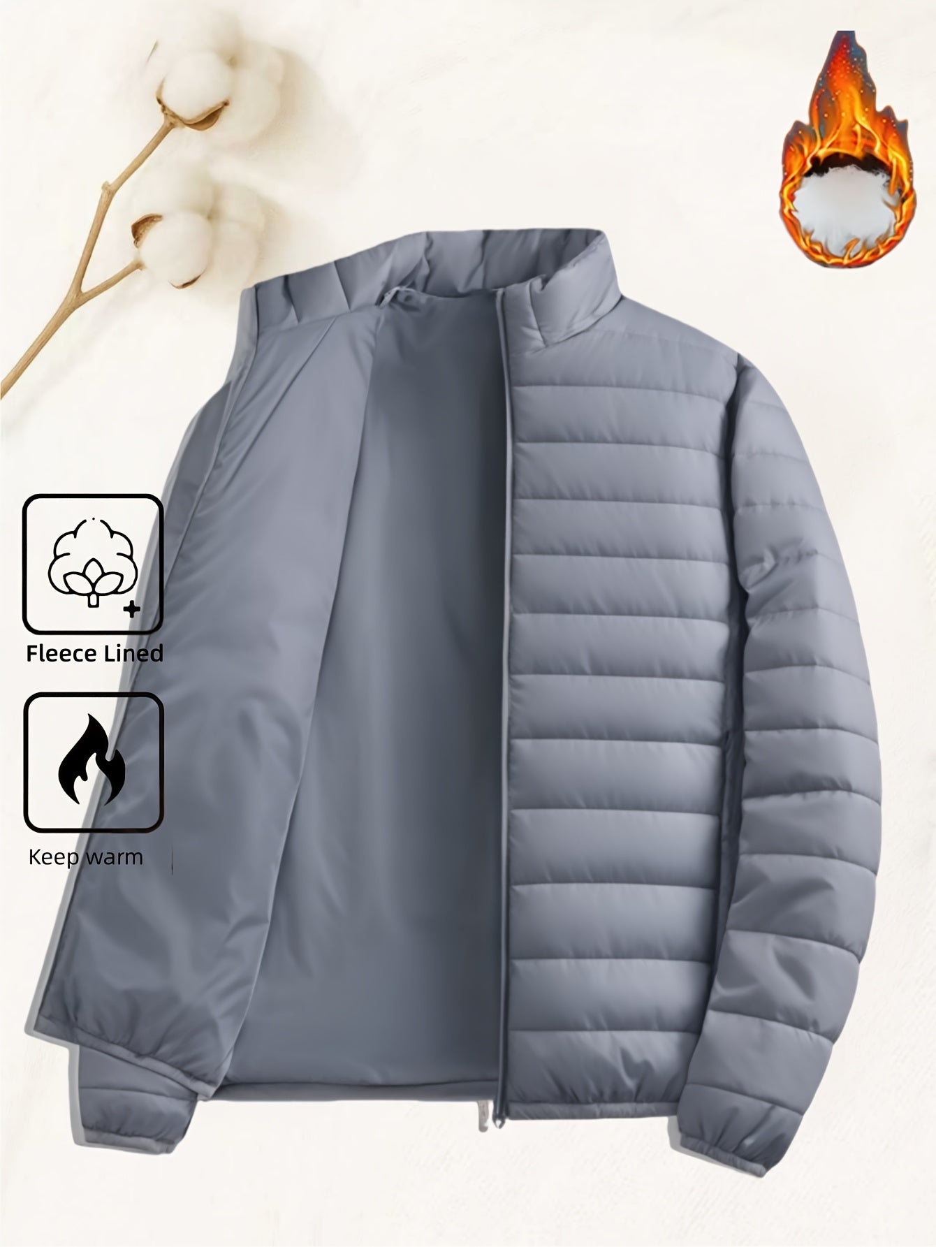 Men's Padded Coat - Men's Autumn/Winter Warm Outerwear - Men's Top - Men's Stand Collar Jacket - Men's Coat Jacket - Men's Warm Coat - Men's Overcoat - Men's Clothing - Men's Cold-Proof Coat - Autumn/Winter Coat, Solid Color,