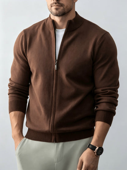 Men's Stand Collar Knit Cardigan Full-Zip Casual Fall Sweater