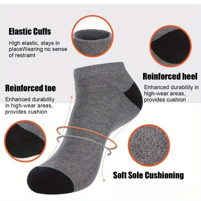 Men's Thickened Moisture-Wicking Sports Socks, Mid-Calf, 12-Pack