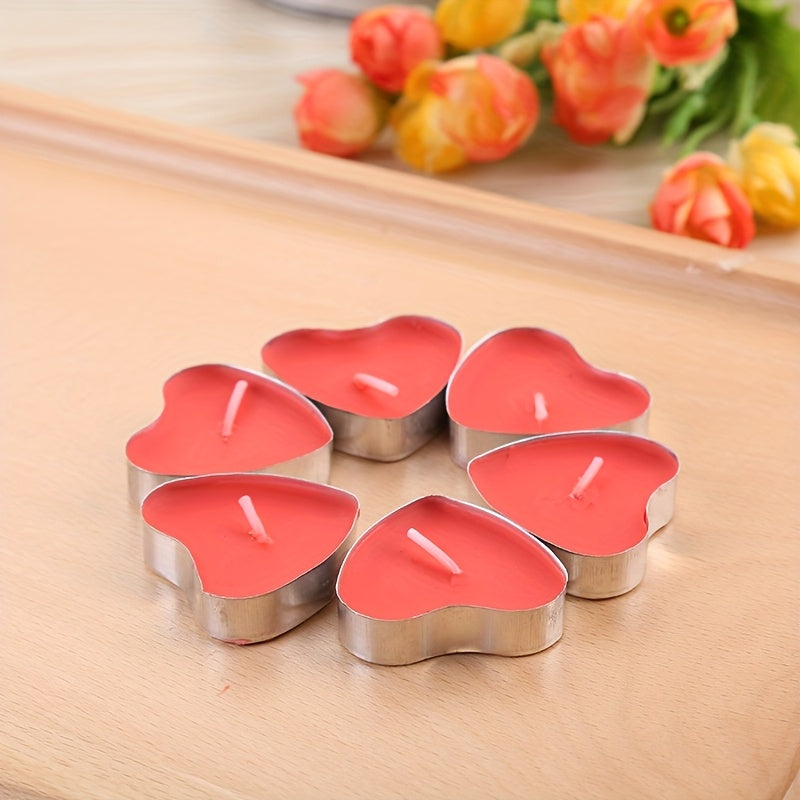 12/50/150/300pcs Heart-Shaped Candles - Red & Golden Glow, Long-Lasting Burn Time, Perfect for Valentine'S Day, Wedding, Birthday, Christmas, Halloween, Thanksgiving Decorations - Bulk Candle Set, Candles For Wedding, Holiday