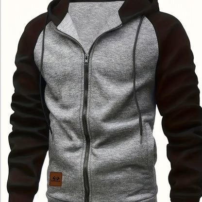New Men's Colorful Loose Casual Sports Jacket, Zipper Hoodie for Outdoor Use, Simple Autumn Top