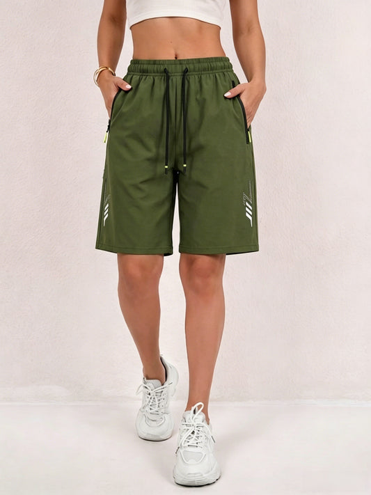 Women’s Lightweight Summer Bermuda Shorts with Drawstring Waist - ayq