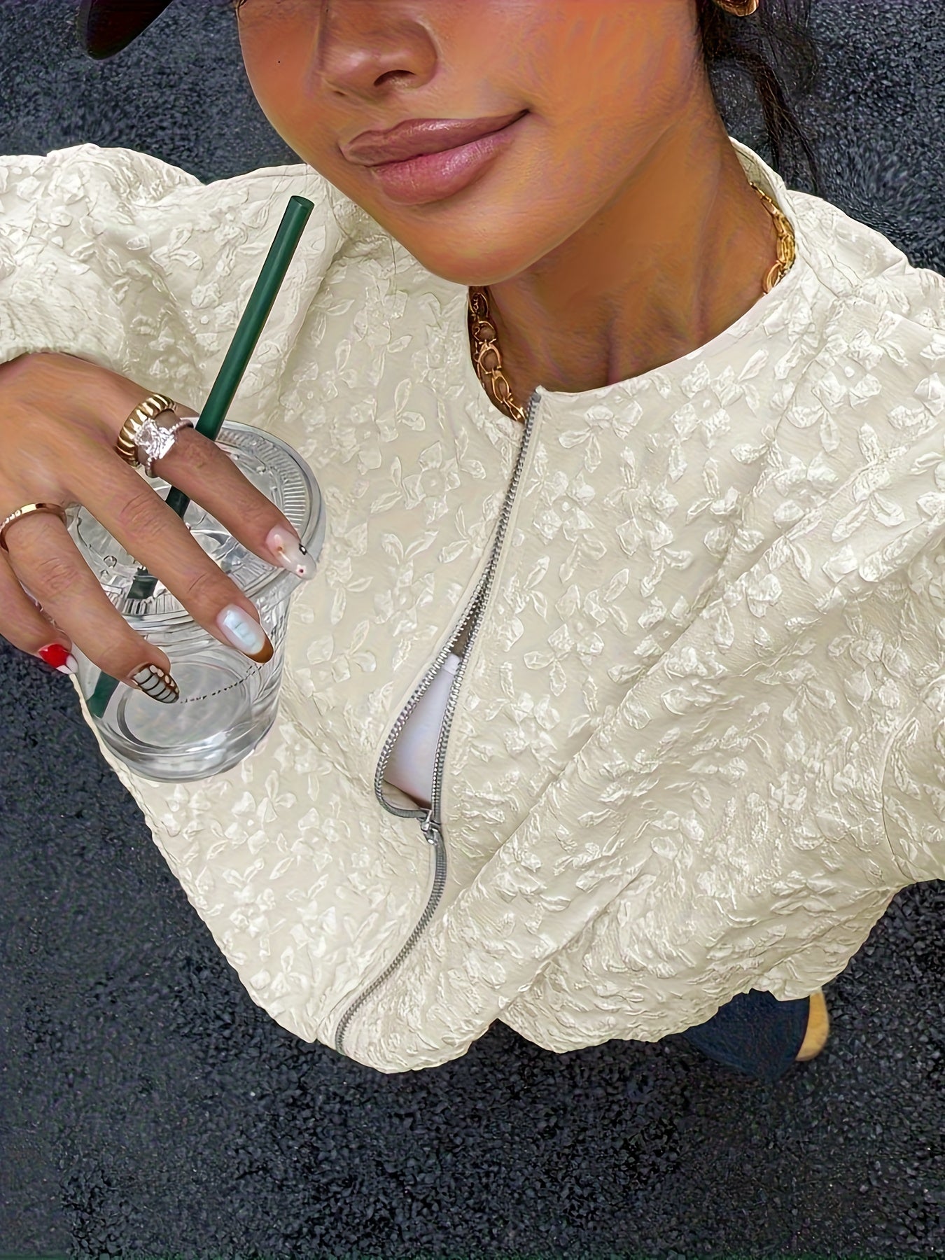 Solid Color Zip-Up Casual Jacket