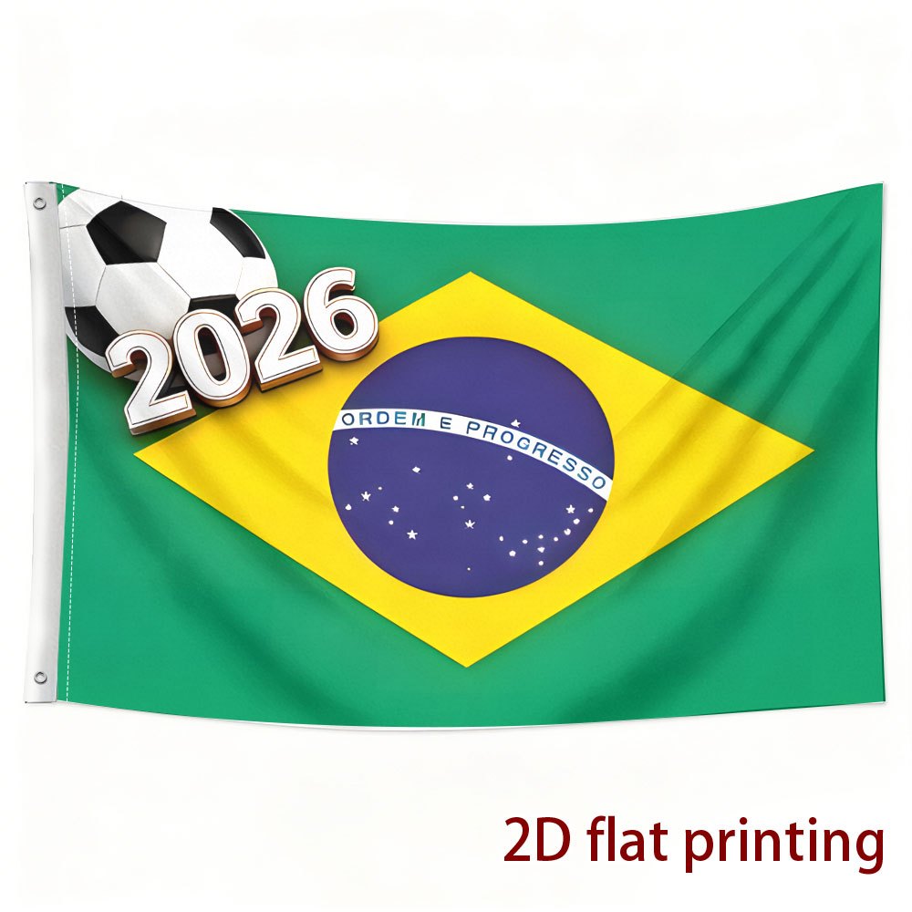 3-Color Football Fan Support Flag - Green Yellow Blue Polyester