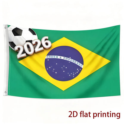 3-Color Football Fan Support Flag - Green Yellow Blue Polyester