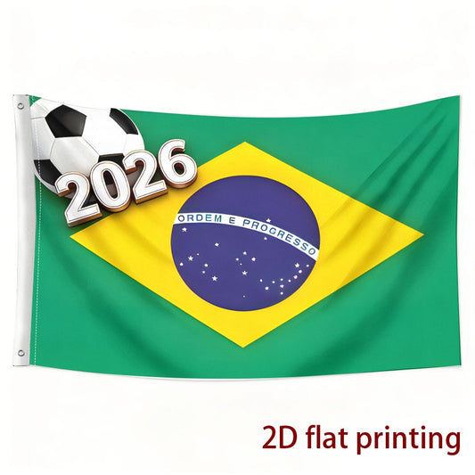 3-Color Football Fan Support Flag - Green Yellow Blue Polyester - ayq