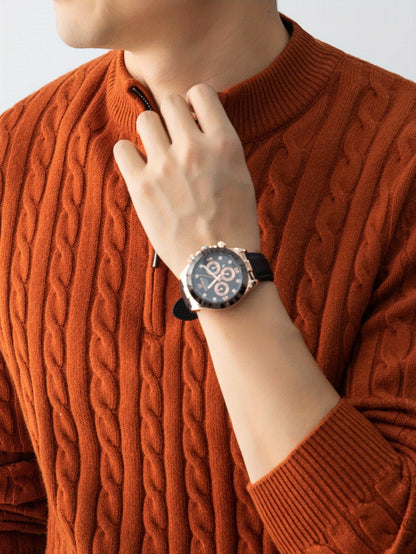 New Men'S Christmas Gift: a Thick, Warm, And Cold-Resistant Knitted Sweater with a Cable-Knit Design And a Zippered Collar, Suitable for Both Layering And Wearing Alone, Perfect for Casual And Versatile Outfits