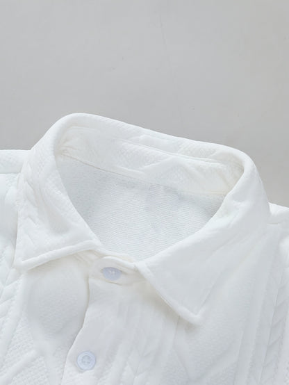 Men's Set Shirt Short Sleeve Shorts Thick Solid Color Knit Jacquard Casual Comfort High-Quality Two-Piece Set