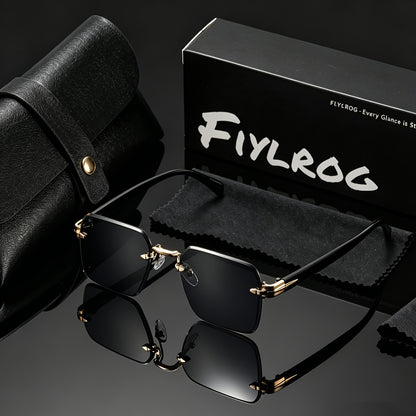 Unisex Frameless Square Vintage Sunglasses with UV400 Protection