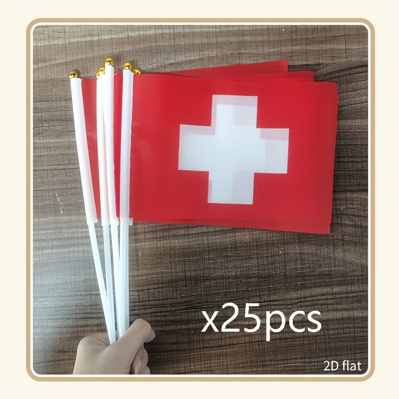 Mini Switzerland Handheld Flag - 2D Polyester Garden & Party Decor